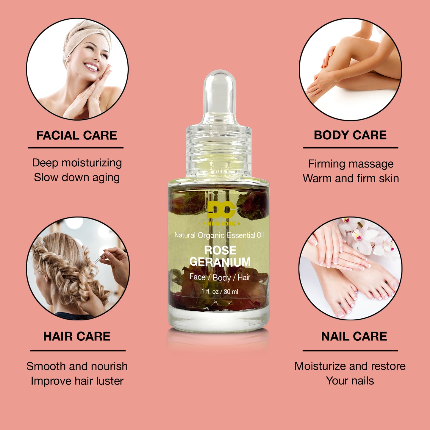 Huile Essentielle Pure et Bio de Géranium Rosat – Multi-usage